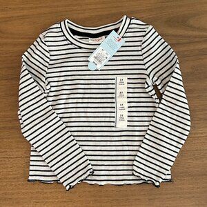 NWT Toddler Girls' Rib Long Sleeve T-Shirt - Cat & Jack Black 5T